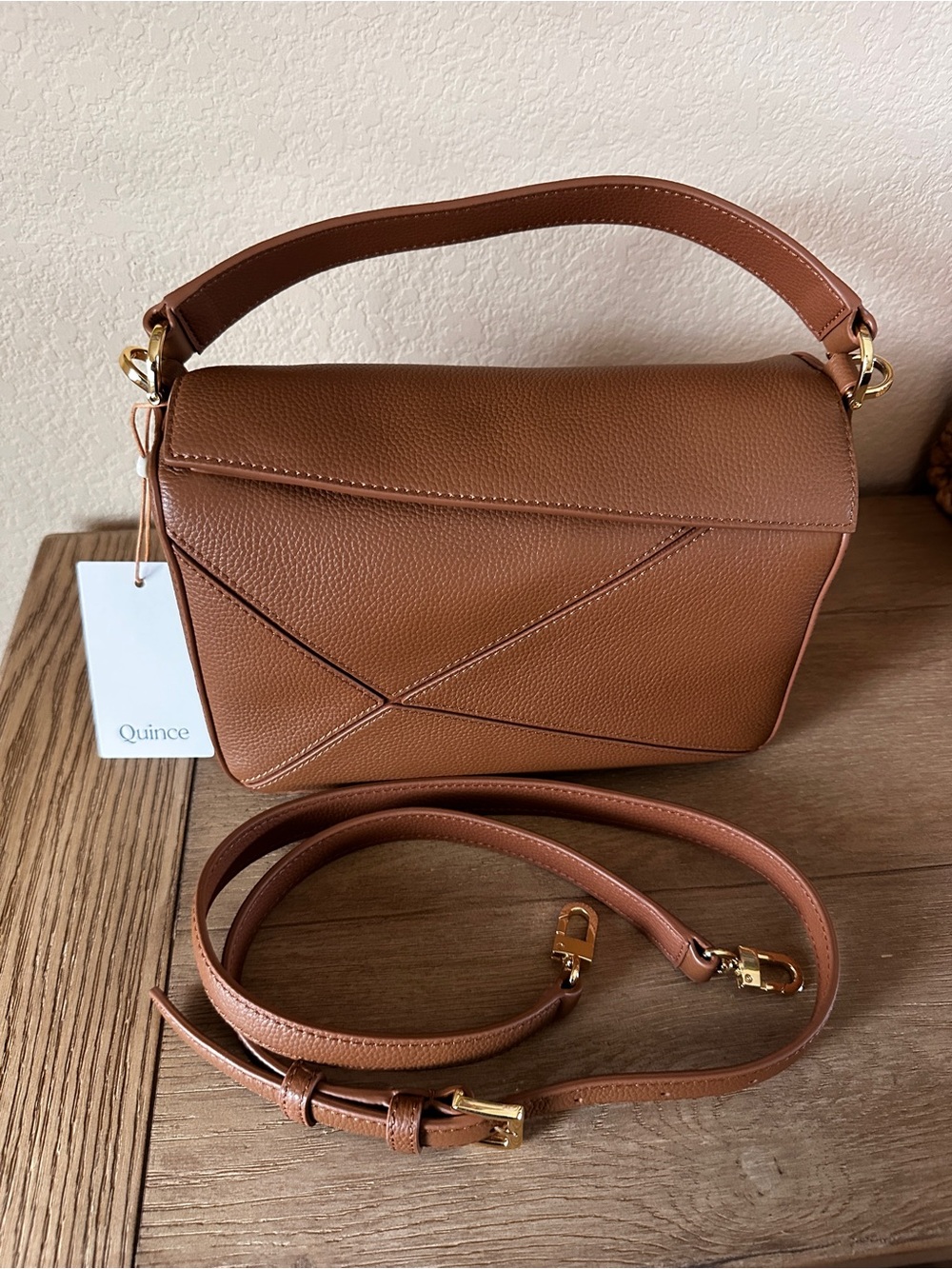 NWT QUINCE Italian Leather Patchwork Crossbody Bag - Picture 7 of 12